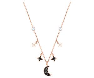 Symbolica Halskette, Mond und Stern, Schwarz, Roségold-Legierungsschicht OS