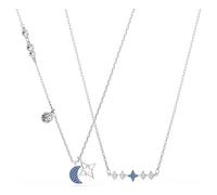 Symbolica Halskette, Rundschliff, Mond, Blau, Rhodiniert OS