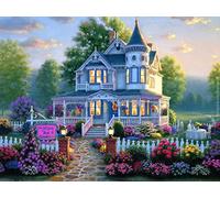 SYMON Kreuzstich-Set, Stickbild Nadelarbeiten, Motiv: Haus der Märchen, 11 CT Leinwand, Kreuzstich, Anfänger, bedruckt, 40 x 50 cm