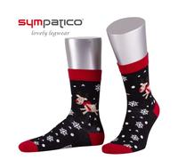 Sympatico Tagessocken Crew Rentier Snowflake (Weihnachten) - schwarz - 1 Paar, Größe 35-38