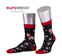 Sympatico Tagessocken Crew Rentier Snowflake (Weihnachten) - schwarz - 1 Paar, Größe 43-46