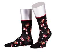 Sympatico Weihnachtssocken Damen & Herren | Bequeme Socke mit Weihnachtsmotiv | Motiv Christmas Socken aus Baumwolle | Santa, Elf, Rentier, Geschenke, Lebkuchen, Rudi | Warm & weich für Weihnachten