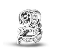 Symretie 0 1 2 3 4 5 6 7 8 9 Nummer Charms 925 Sterling Silber für Damen passt Europäische Charm-Armbänder und Halskette