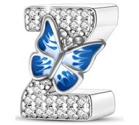 Symretie Buchstabe Charm Anhänger Damen Alphabet A-Z 925 Sterling Silber für Armband Charms Beads passend für Pandora Armband und Halskette, Kompatibel mit Europäischen Armbänder für Frauen Mädchen
