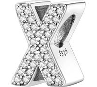 Symretie Buchstabe Charm Anhänger Damen Alphabet A-Z 925 Sterling Silber für Armband Charms Beads passend für Pandora Armband und Halskette, Kompatibel mit Europäischen Armbänder für Frauen Mädchen