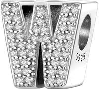 Symretie Buchstabe Charm Anhänger Damen Alphabet A-Z 925 Sterling Silber für Armband Charms Beads passend für Pandora Armband und Halskette, Kompatibel mit Europäischen Armbänder für Frauen Mädchen