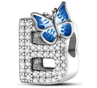 Symretie Buchstabe Charm Anhänger Damen Alphabet A-Z 925 Sterling Silber für Armband Charms Beads passend für Pandora Armband und Halskette, Kompatibel mit Europäischen Armbänder für Frauen Mädchen