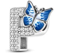 Symretie Buchstabe Charm Anhänger Damen Alphabet A-Z 925 Sterling Silber für Armband Charms Beads passend für Pandora Armband und Halskette, Kompatibel mit Europäischen Armbänder für Frauen Mädchen