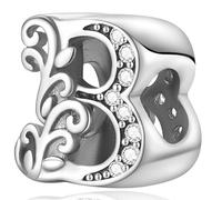 Symretie Buchstabe Charm Anhänger Damen Alphabet A-Z 925 Sterling Silber für Armband Charms Beads passend für Pandora Armband und Halskette, Kompatibel mit Europäischen Armbänder für Frauen Mädchen