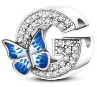 Symretie Buchstabe Charm Anhänger Damen Alphabet A-Z 925 Sterling Silber für Armband Charms Beads passend für Pandora Armband und Halskette, Kompatibel mit Europäischen Armbänder für Frauen Mädchen