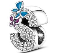 Symretie Buchstabe Charm Anhänger Damen Alphabet A-Z 925 Sterling Silber für Armband Charms Beads passend für Pandora Armband und Halskette, Kompatibel mit Europäischen Armbänder für Frauen Mädchen