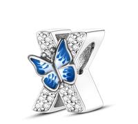 Symretie Buchstabe Charm Anhänger Damen Alphabet A-Z 925 Sterling Silber für Armband Charms Beads passend für Pandora Armband und Halskette, Kompatibel mit Europäischen Armbänder für Frauen Mädchen