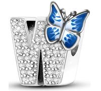 Symretie Buchstabe Charm Anhänger Damen Alphabet A-Z 925 Sterling Silber für Armband Charms Beads passend für Pandora Armband und Halskette, Kompatibel mit Europäischen Armbänder für Frauen Mädchen