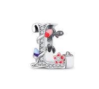 Symretie Charm Anhänger Damen Buchstabe A-Z für Armband 925 Sterling Silber Charms Beads passend für Pandora Armband und Halskette, Kompatibel mit Europäischen Armbänder für Frauen Mädchen W2
