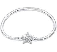 Symretie Damen Armband aus 925 Sterlingsilber, Moments Schlangen Gliederarmband für Pandora, kompatibel mit Charm Anhängern, passend für Frauen und Mädchen（Micro-Pavé Starburst 18CM）