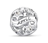 Symretie Damen Charm Anhänger Geburtsstein für Armband 925 Sterling Silber 12 Geburtsstein Charms Beads passend für Pandora Armband, Kompatibel mit Europäischen Armband und Halskette für Frauen Mädche
