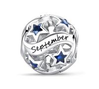 Symretie Damen Charm Anhänger Geburtsstein für Armband 925 Sterling Silber 12 Geburtsstein Charms Beads passend für Pandora Armband, Kompatibel mit Europäischen Armband und Halskette für Frauen Mädche