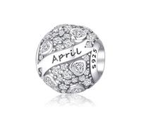 Symretie Geburtsstein Charm-Anhänger 925 Sterling Silber Birthstone Bead Charm Anhänger Openwork Perlen Charms für Europäische Armbänder Halsketten Schmuck Geschenk für Mädchen Frauen