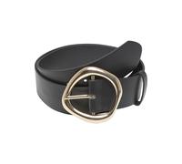 Synthetikgürtel URBAN CLASSICS "Urban Classics Organic Buckle Shaped Synthetic Leather Belt", Damen, Gr. L/XL, schwarz, gold, 100% Polyurethan, Gürtel (22431033-L) schwarz, gold