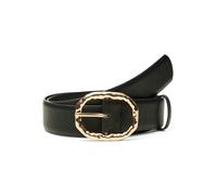 Synthetikgürtel VERO MODA "VMKAJA COATED BELT NOOS", Damen, Gr. 85, schwarz detail:gold, Lederimitat, kontrastfarbene Details, unifarben, Gürtel (29103669-85) schwarz detail:gold