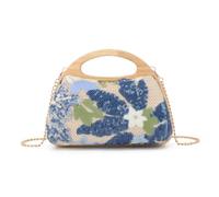 Syrads Geldbörsen für Frauen Strand Strohtasche Umhängetaschen für Frauen Pailletten Schulterhandtasche für Hochzeit,Blau