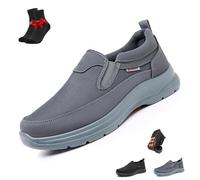 SYT-MD Orthopädische, Atmungsaktive Slip-On-Sneaker Für Herren, rutschfeste Outdoor-Wanderschuhe Mit Weicher Sohle, Lässige Fahrschuhe Für Ältere Menschen(Grey,42 EU)