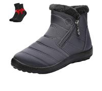 SYT-MD Wasserdichte, rutschfeste orthopädische Winterstiefel for Damen, Damen-Stiefeletten for Hineinschlüpfen, gefüttert mit Fell und mit seitlichem Reißverschluss(Grey,43 EU)