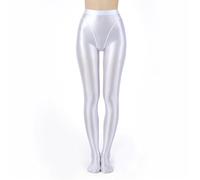 Sywiyi Damen Strumpfhose Ölig Glänzend Pantyhose Stocking High Waist Leggings Blickdicht Lange Unterhose Leggings Unterwäsche Dessous Stretch Weiß L