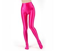 Sywiyi Damen Strumpfhose Ölig Glänzend Pantyhose Stocking High Waist Leggings Blickdicht Lange Unterhose Leggings Unterwäsche Dessous Stretch Hot Pink XL