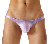 Sywiyi Herren Badehose String Tanga Badeslip Kurz Eng Mini Slip Nylon Schwimmhose Thongs Trunks Sommer Bademode Stretch Low Rise Violett L