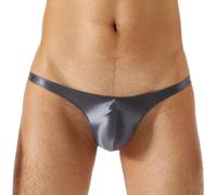 Sywiyi Herren Badehose String Tanga Badeslip Kurz Eng Mini Slip Nylon Schwimmhose Thongs Trunks Sommer Bademode Stretch Low Rise Grau L