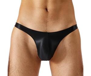 Sywiyi Herren Badehose String Tanga Badeslip Kurz Eng Mini Slip Nylon Schwimmhose Thongs Trunks Sommer Bademode Stretch Low Rise Schwarz L