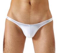 Sywiyi Herren Badehose String Tanga Badeslip Kurz Eng Mini Slip Schwimmhose Thongs Trunks Sommer Bademode Stretch Low Rise Weiß XL