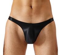 Sywiyi Herren Badehose String Tanga Badeslip Kurz Eng Mini Slip Schwimmhose Thongs Trunks Sommer Bademode Stretch Low Rise Schwarz L