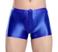 Sywiyi Herren Nylon Unterhose Slip Boxershorts mit Hülle Glossy Boxer Briefs Trunk Unterwäsche Nachtwäsche Dessous Elastisch A Blau M