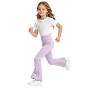 Sywiyi Leggings Kinder Lang Jogginghose Stretch Trainingshose Fitness Freizeithose Ballett Bootcut Hosen Chino Hose Wanderhose Streetwear Lila 122-128
