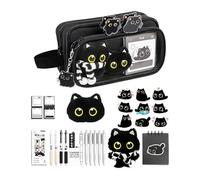 szaluyk Federtasche - 10 Fächer Katze | Animal Pencil Case Stationery Supplies | Mäppchen mit Aufklebern Gelschreiber für Schule Kids Mädchen, Große Kapazität, Schreibwaren Set, Rosa Weiß, 1 STK.