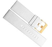 SZCURC 22-30 mm Litchi-Korn Echtes Lederarmband Weiches, bequemes Uhrenarmband, Weißes Gold, 24 mm