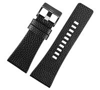 SZCURC 22-32 mm Armband aus echtem Leder.Stilvolles und atmungsaktives Ersatzband, Schwarz 2, 32 mm