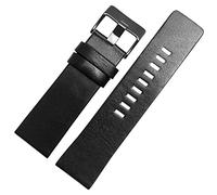 SZCURC 26-32 mm weiches Kalbslederband gestreiftes Uhrenarmband Herren-Armbanduhrenarmbänder stilvolles und atmungsaktives Ersatzband, schwarze schwarze Schnalle, 32 mm