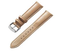 SZCURC Echtes Lederarmband mit Litschi-Muster, weiches Leder, 14-22 mm, Uhrenarmband-Zubehör, Beige, 21 mm