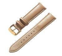 SZCURC Echtes Lederarmband mit Litschi-Muster, weiches Leder, 14-22 mm, Uhrenarmband-Zubehör, beige-gold, 20 mm
