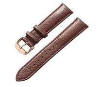 SZCURC Echtes Lederarmband mit Litschi-Muster, weiches Leder, 14-22 mm, Uhrenarmband-Zubehör, dunkelbraune Rose, 18 mm