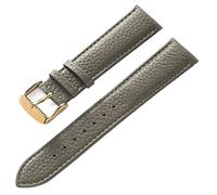 SZCURC Echtes Lederarmband mit Litschi-Muster, weiches Leder, 14-22 mm, Uhrenarmband-Zubehör, Graues Gold, 16 mm