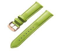 SZCURC Echtes Lederarmband mit Litschi-Muster, weiches Leder, 14-22 mm, Uhrenarmband-Zubehör, Grüne Rose, 18 mm