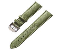 SZCURC Echtes Lederarmband mit Litschi-Muster, weiches Leder, 14-22 mm, Uhrenarmband-Zubehör, olivgrün, 20 mm