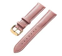 SZCURC Echtes Lederarmband mit Litschi-Muster, weiches Leder, 14-22 mm, Uhrenarmband-Zubehör, Roségold, 17 mm