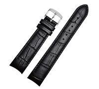 SZCURC Uhrenarmband mit gebogenem Ende, echtes Lederarmband, 20 mm, 21 mm, 22 mm, stilvolles und langlebiges Ersatzband, schwarze Silbernadel, 20 mm