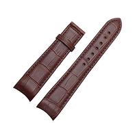 SZCURC Uhrenarmband mit gebogenem Ende, echtes Lederarmband, 20 mm, 21 mm, 22 mm, stilvolles und langlebiges Ersatzband, Braun ohne Schnalle, 20 mm