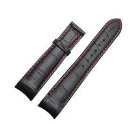 SZCURC Uhrenarmband mit gebogenem Ende, echtes Lederarmband, 20 mm, 21 mm, 22 mm, stilvolles und langlebiges Ersatzband, rot ohne schnalle, 22 mm
